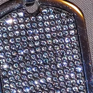 Black Crystal studded dog tag